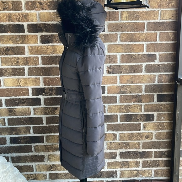 EXPRESS LONG BELTED PUFFER JACKET Charcoal Grey - Picture 4 of 7